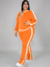Plus Size Cold Shoulder Jacket Pants Set